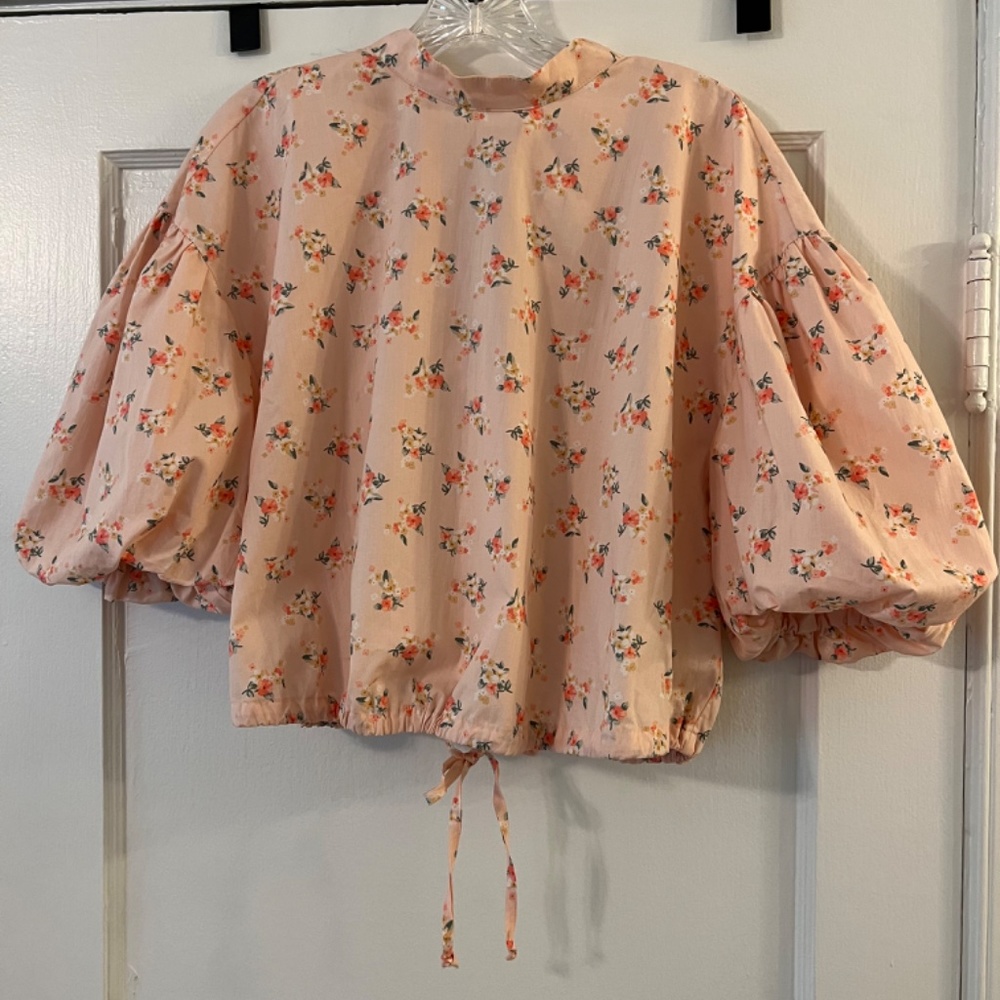 Anthropologie Puff Sleeve Bubble Crop
